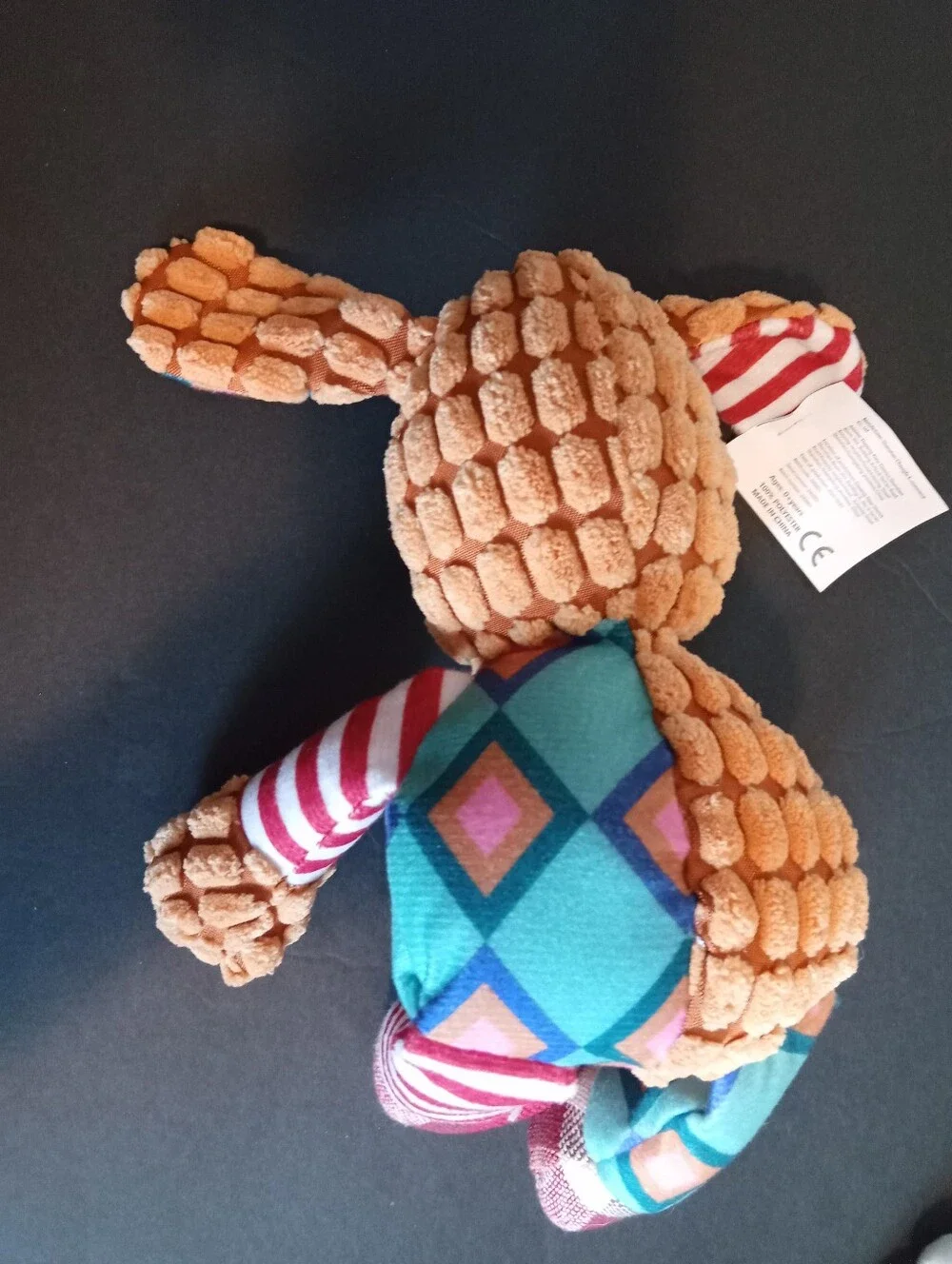 Pet: Plush Patchwork Bunny Pet Toy, 2 Large Scarf/Collars: Pom Pom & Crocheted